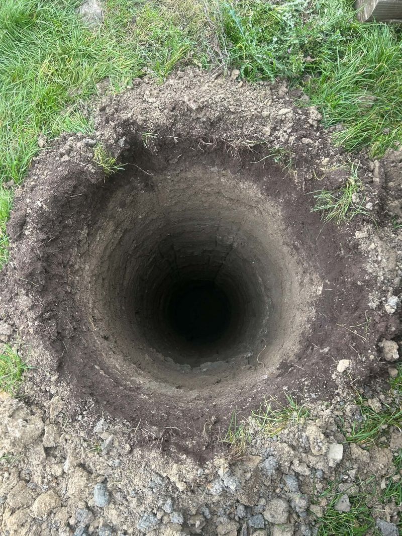 Looking down into a soak pit